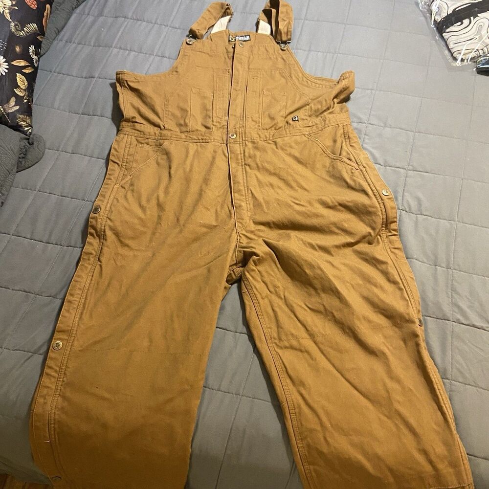 Noble Outfitters Mens XL Brown Insulated Duck Canvas Winter Bib Overalls